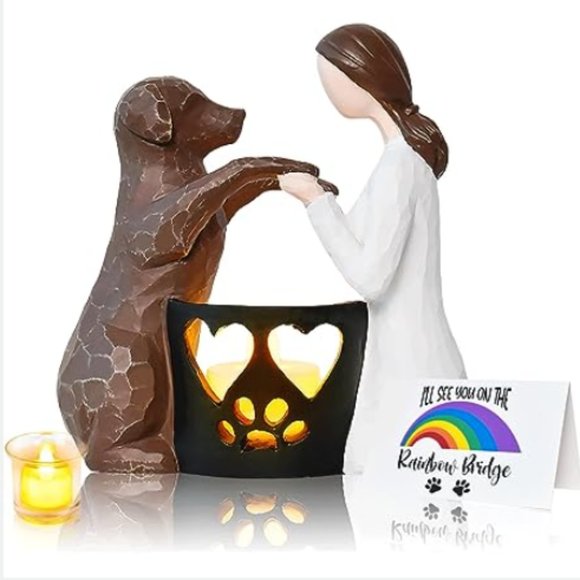 Dog Memorial Candle Holder - Bereavement Gift - Loss Of Pet Remembrance Gift - Picture 1 of 12